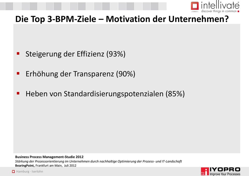 Standardisierungspotenzialen (85%) Business Process Management-Studie 2012 Stärkung