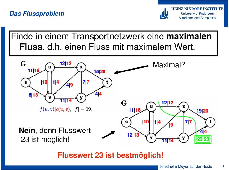 einen Fluss mit maximalem Wert. Maximal?