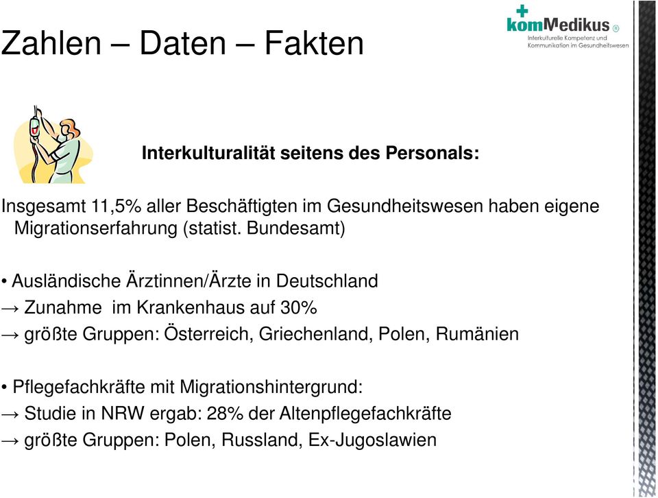 Bundesamt) Ausländische Ärztinnen/Ärzte in Deutschland Zunahme im Krankenhaus auf 30% größte Gruppen:
