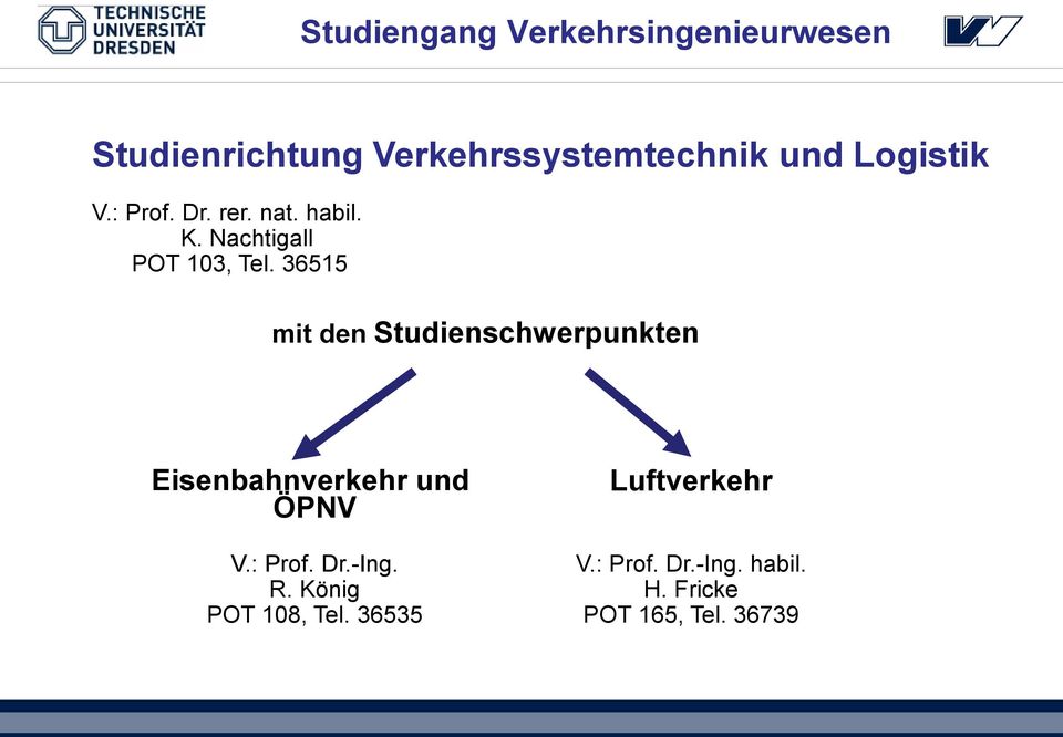 36515 mit den Studienschwerpunkten Eisenbahnverkehr und ÖPNV V.: Prof. Dr.-Ing.