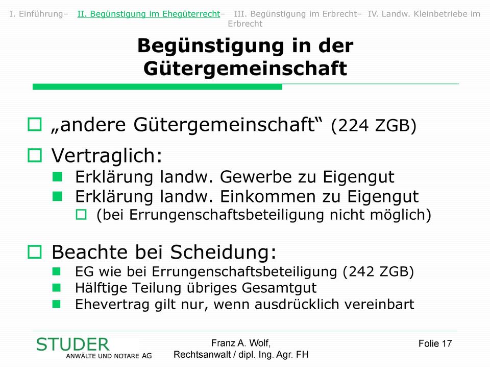 Erklärung landw. Gewerbe zu Eigengut Erklärung landw.