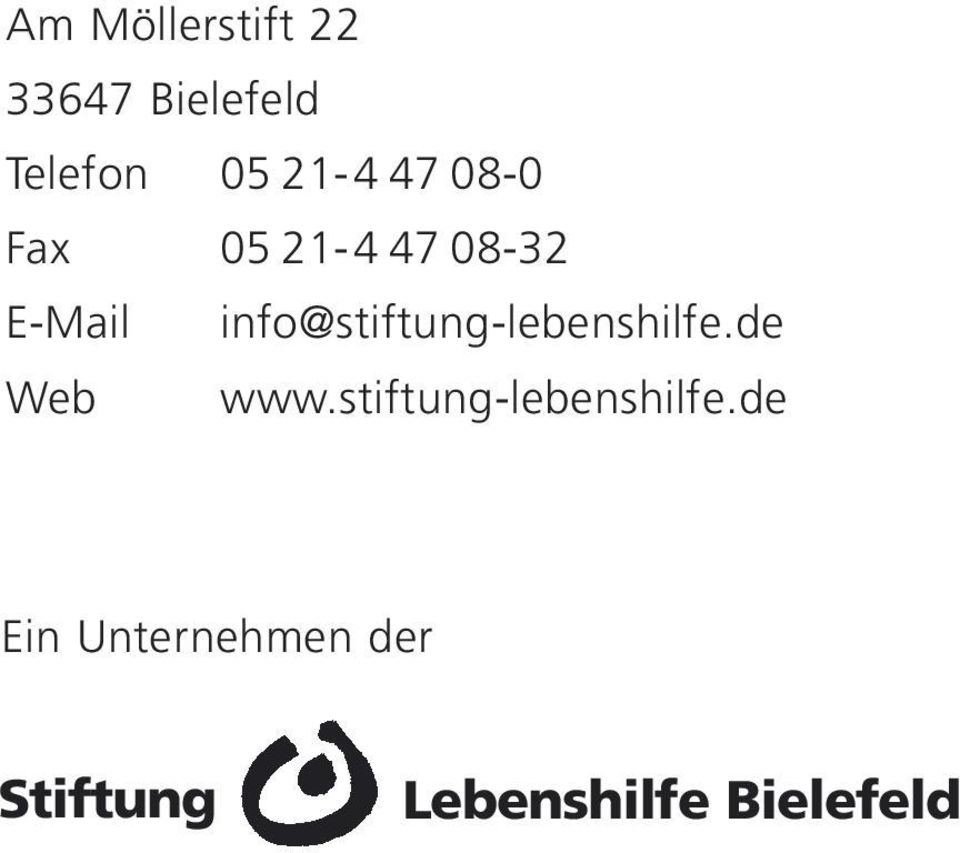 info@stiftung-lebenshilfe.de Web www.