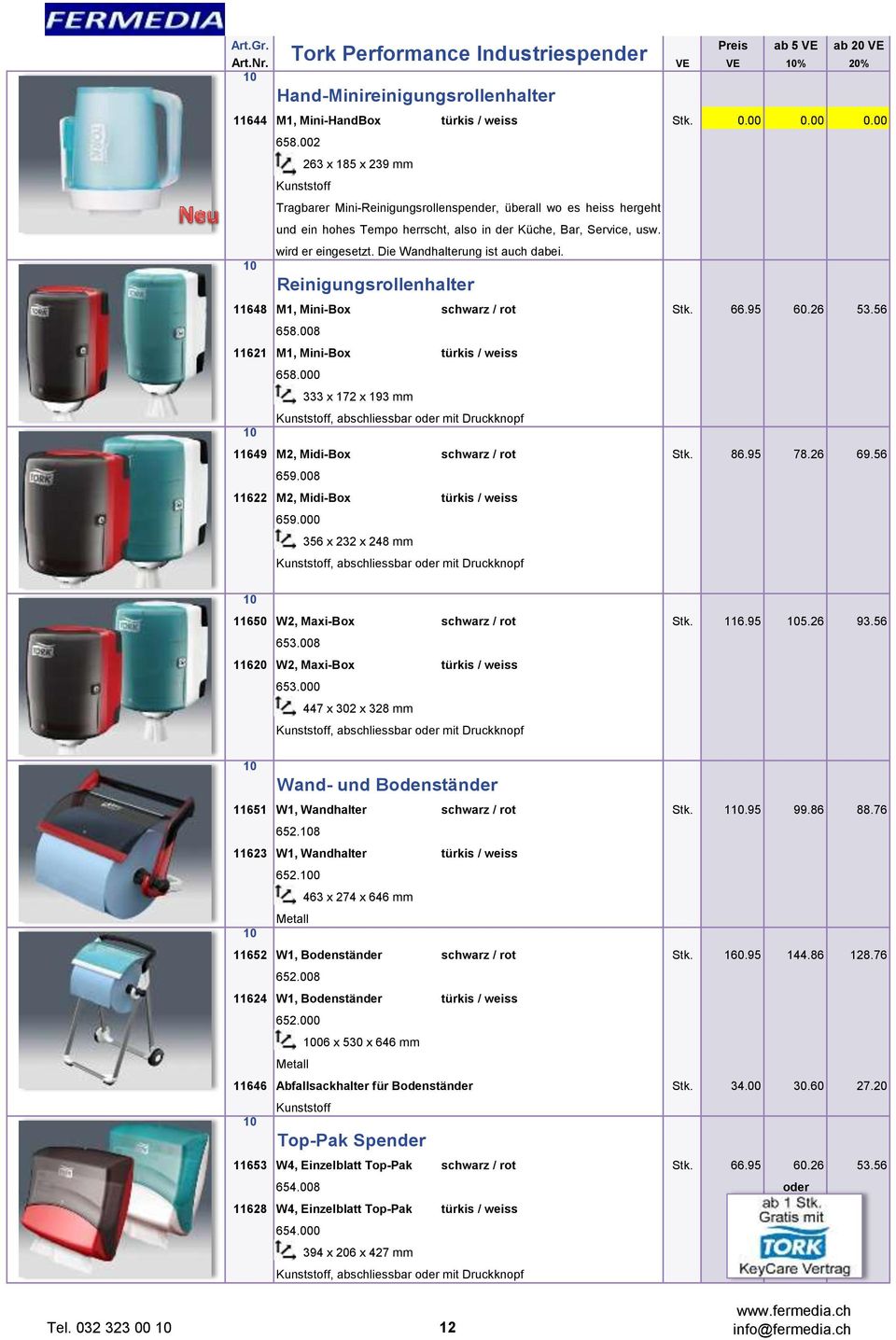 008 11621 M1, Mini-Box türkis / weiss Tragbarer Mini-Reinigungsrollenspender, überall wo es heiss hergeht und ein hohes Tempo herrscht, also in der Küche, Bar, Service, usw. 658.