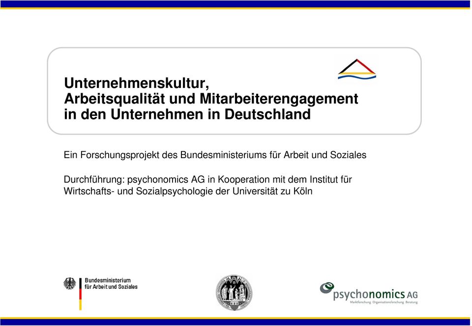 für Arbeit und Soziales Durchführung: psychonomics AG in Kooperation mit