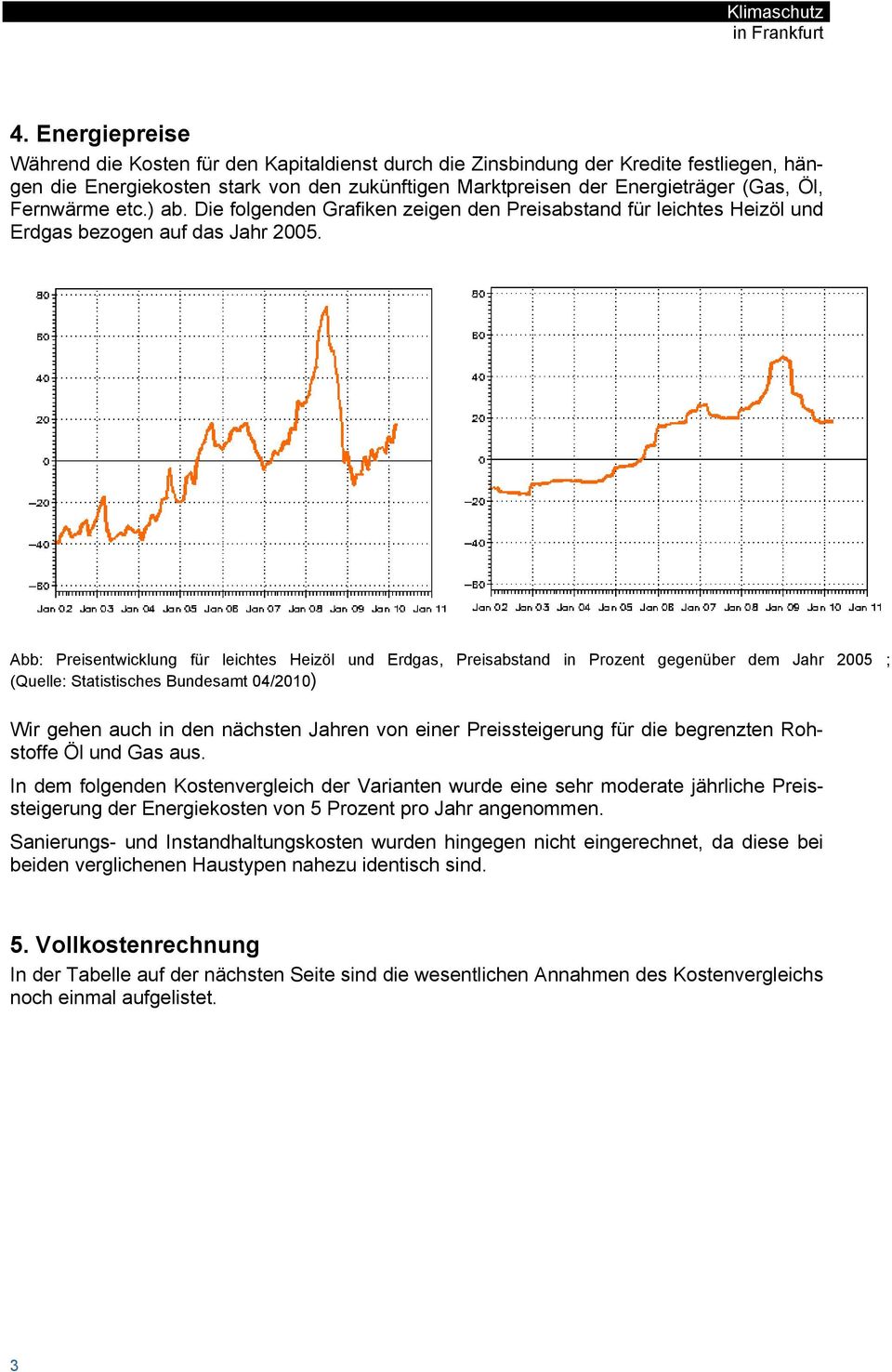 Abb: Preisentwicklung für leichtes Heizöl und Erdgas, Preisabstand in Prozent gegenüber dem Jahr 2005 ; (Quelle: Statistisches Bundesamt 04/2010) Wir gehen auch in den nächsten Jahren von einer