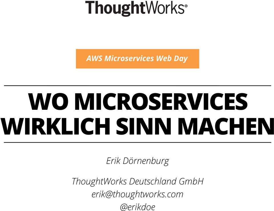 Erik Dörnenburg ThoughtWorks