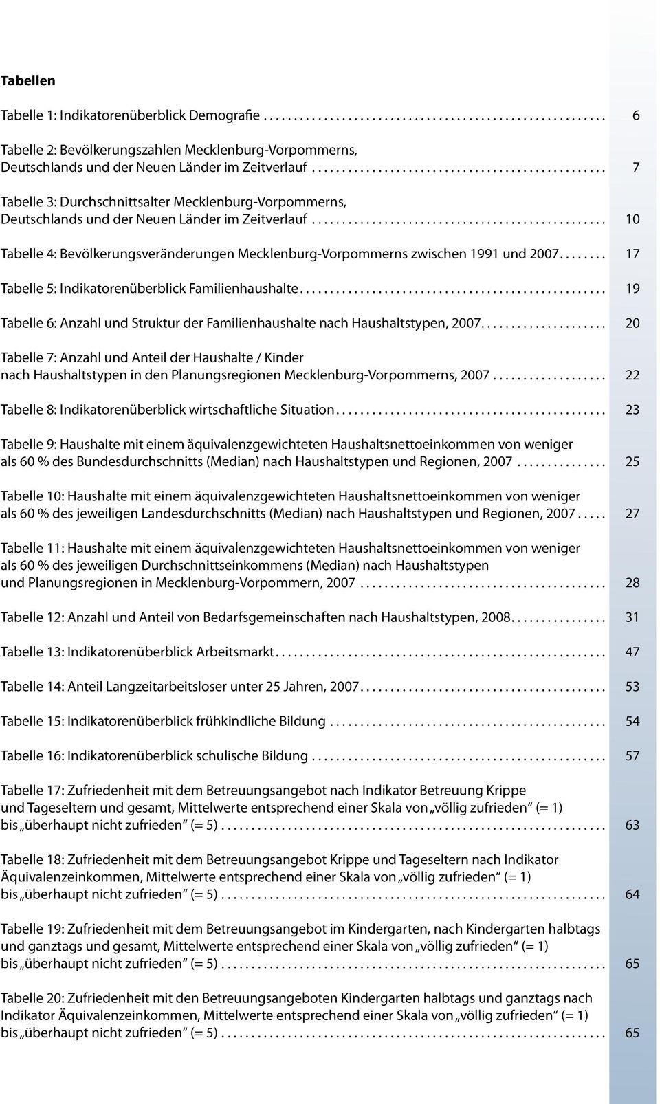 .. 17 Tabelle 5: Indikatorenüberblick Familienhaushalte... 19 Tabelle 6: Anzahl und Struktur der Familienhaushalte nach Haushaltstypen, 2007.