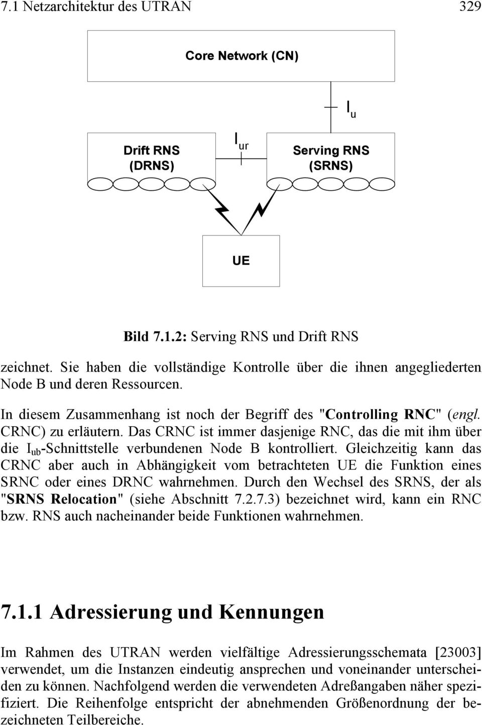 Das CRNC ist immer dasjenige RNC, das die mit ihm über die I ub -Schnittstelle verbundenen Node B kontrolliert.