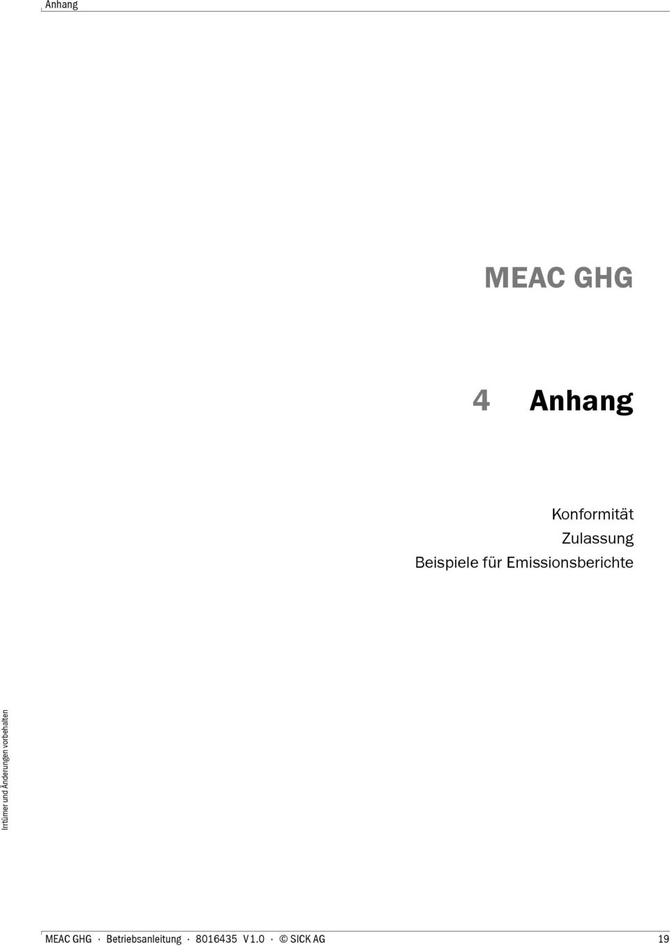 für Emissionsberichte MEAC GHG