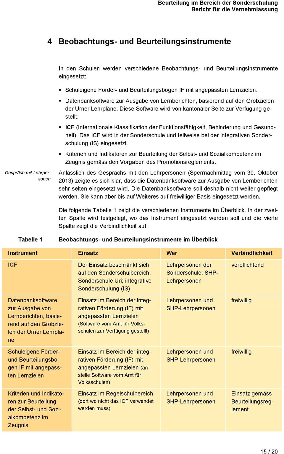 ICF (Internationale Klassifikation der Funktionsfähigkeit, Behinderung und Gesundheit). Das ICF wird in der Sonderschule und teilweise bei der integrativen Sonderschulung (IS) eingesetzt.