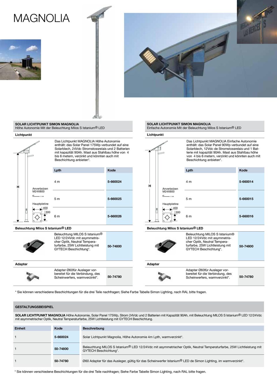 Einfache Autonomie Mit der Beleuchtung Milos S Istanium LED Das MAGNOLIA Einfache Autonomie enthält: das Solar Panel 90Wp verbundet auf eine Solarblech, 12Vdc de Stromstossrelais und 1 Batterie mit 