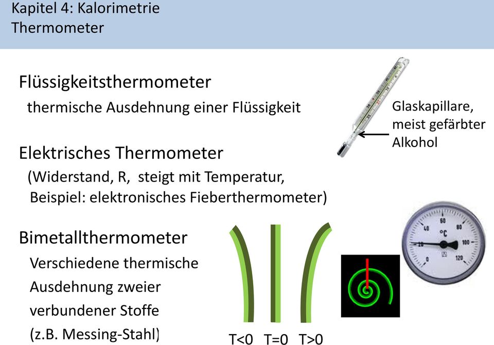 elektronisches Fieberthermometer) Glaskapillare, meist gefärbter Alkohol
