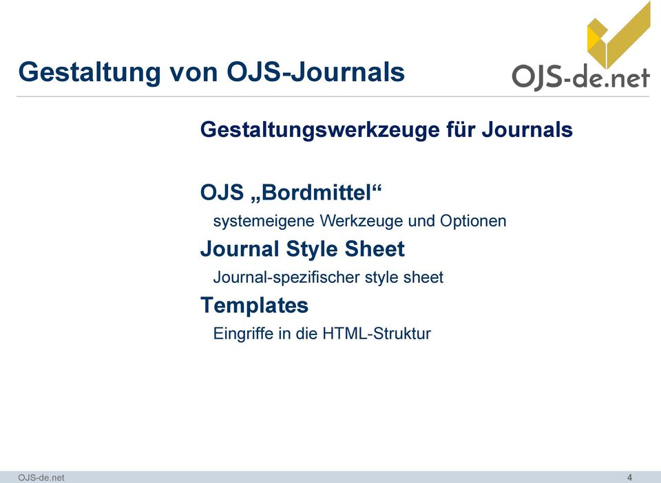 und Optionen Journal Style Sheet