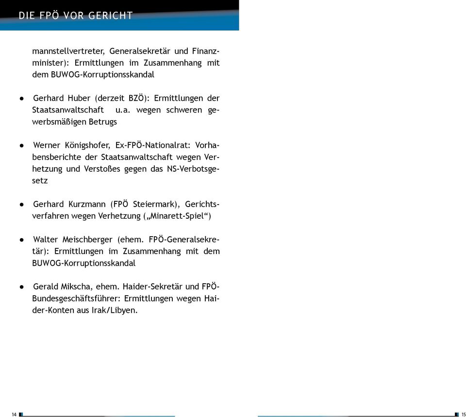 tsanwaltschaft u.a. wegen schweren gewerbsmäßigen Betrugs Werner Königshofer, Ex-FPÖ-Nationalrat: Vorhabensberichte der Staatsanwaltschaft wegen Verhetzung und Verstoßes gegen