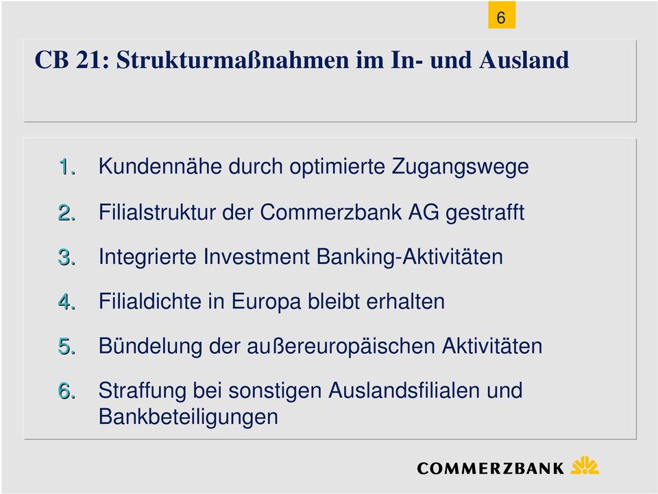 Filialstruktur der Commerzbank AG gestrafft 3.