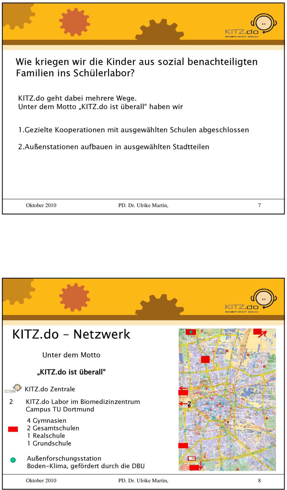 Außenstationen aufbauen in ausgewählten Stadtteilen 7 KITZ.do Netzwerk Unter dem Motto KITZ.do ist überall berall KITZ.