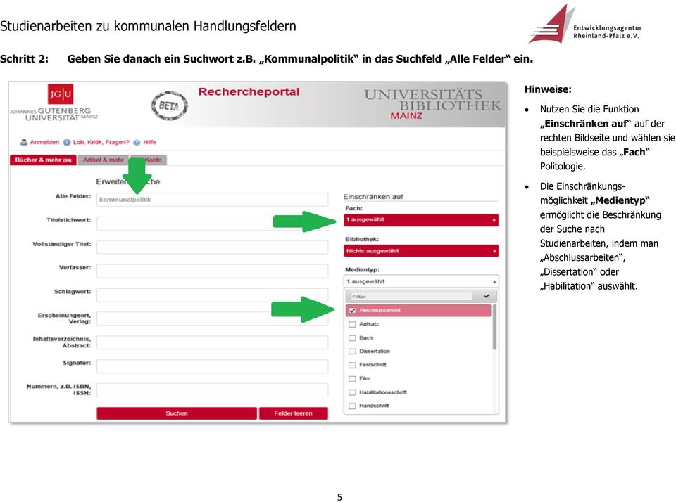 beispielsweise das Fach Politologie.