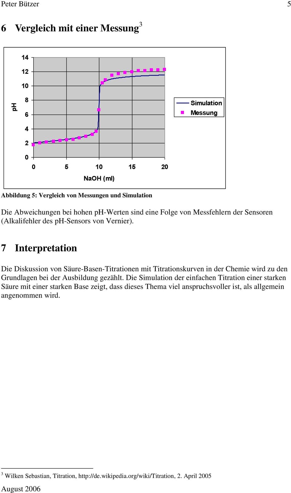 7 Interpretation Die Diskussion von Säure-Basen-Titrationen mit Titrationskurven in der Chemie wird zu den Grundlagen bei der Ausbildung gezählt.