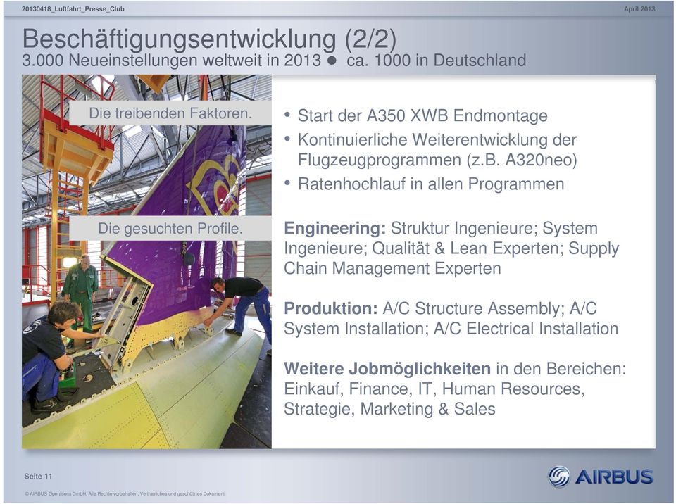 A320neo) Ratenhochlauf in allen Programmen Engineering: Struktur Ingenieure; System Ingenieure; Qualität & Lean Experten; Supply Chain Management