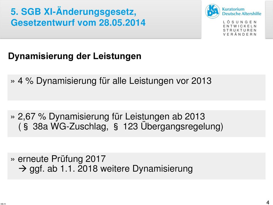 Dynamisierung für alle Leistungen vor 2013» 2,67 % Dynamisierung