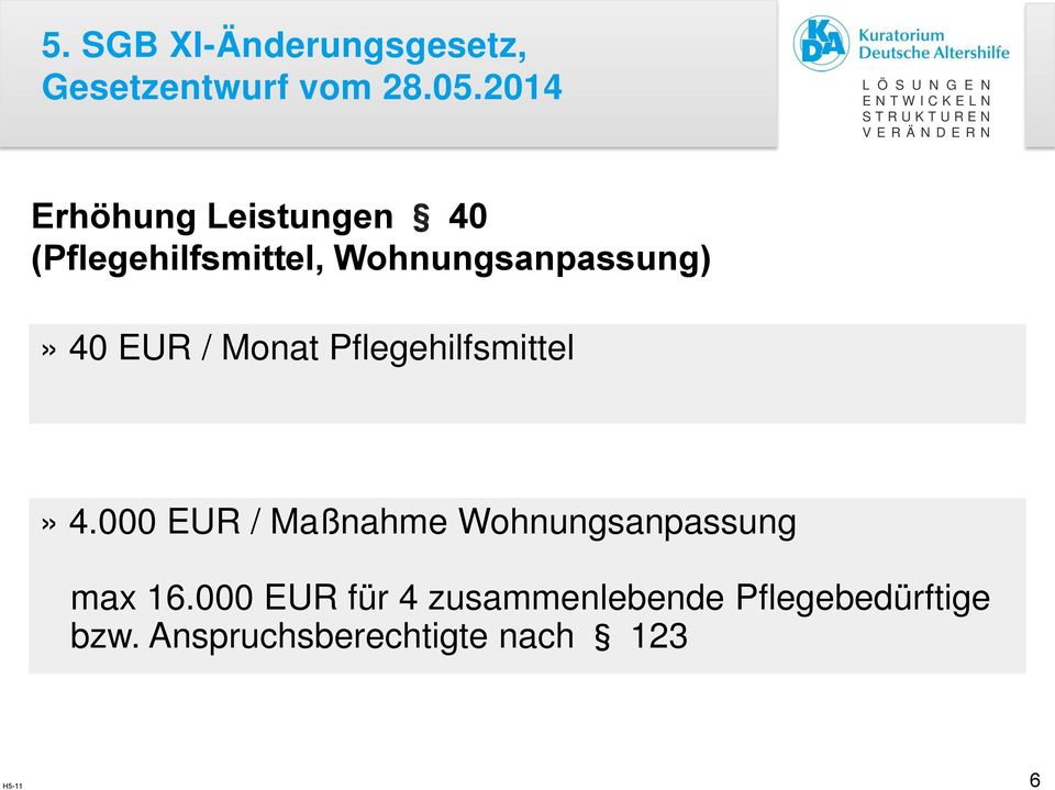 (Pflegehilfsmittel, Wohnungsanpassung)» 40 EUR / Monat
