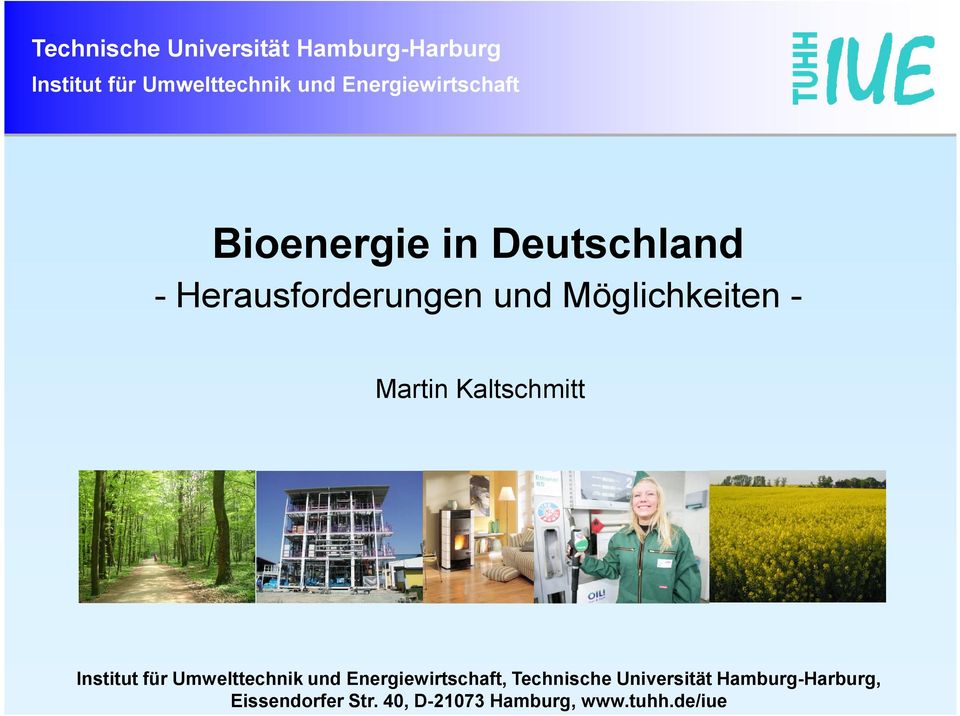 Möglichkeiten - Martin Kaltschmitt Institut für Umwelttechnik und