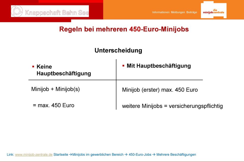 450 Euro weitere Minijobs = versicherungspflichtig Link: www.minijob-zentrale.