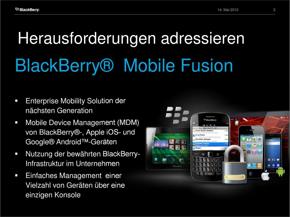 BlackBerry -, Apple ios- und Google Android -Geräten Nutzung der bewährten