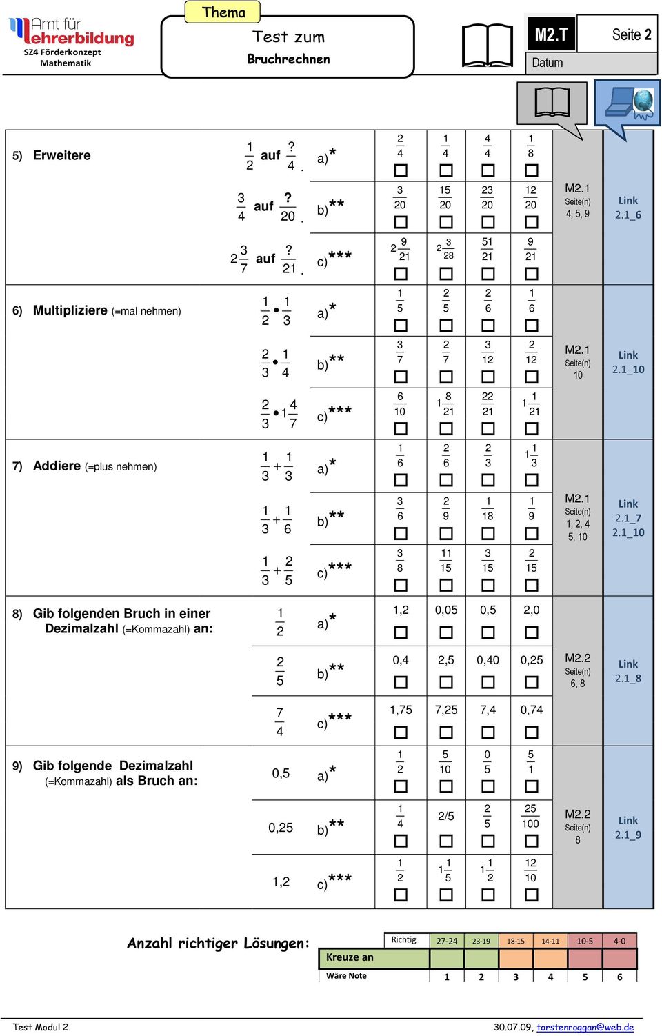 ,, M. 0 M.,,, 0._._0._._0 ) Gib folgenden Bruch in einer Dezimalzahl (=Kommazahl) an:, 0,0 0,,0 0,, 0,0 0, M.,._,,, 0, ) Gib folgende Dezimalzahl (=Kommazahl) als Bruch an: 0, 0 0 0, / 00 M.