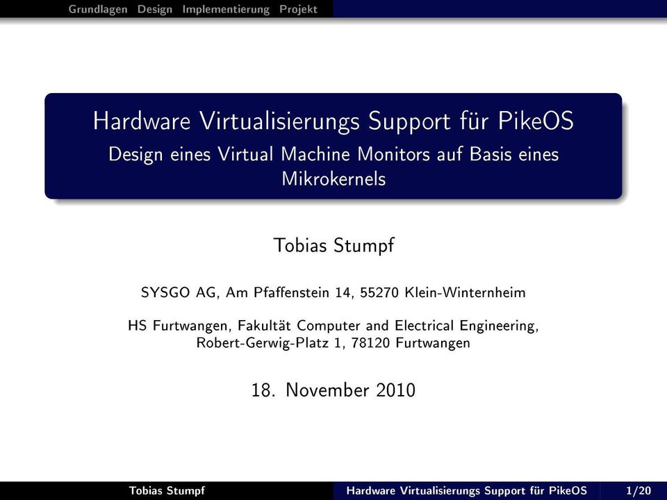 HS Furtwangen, Fakultät Computer and Electrical Engineering, Robert-Gerwig-Platz 1,