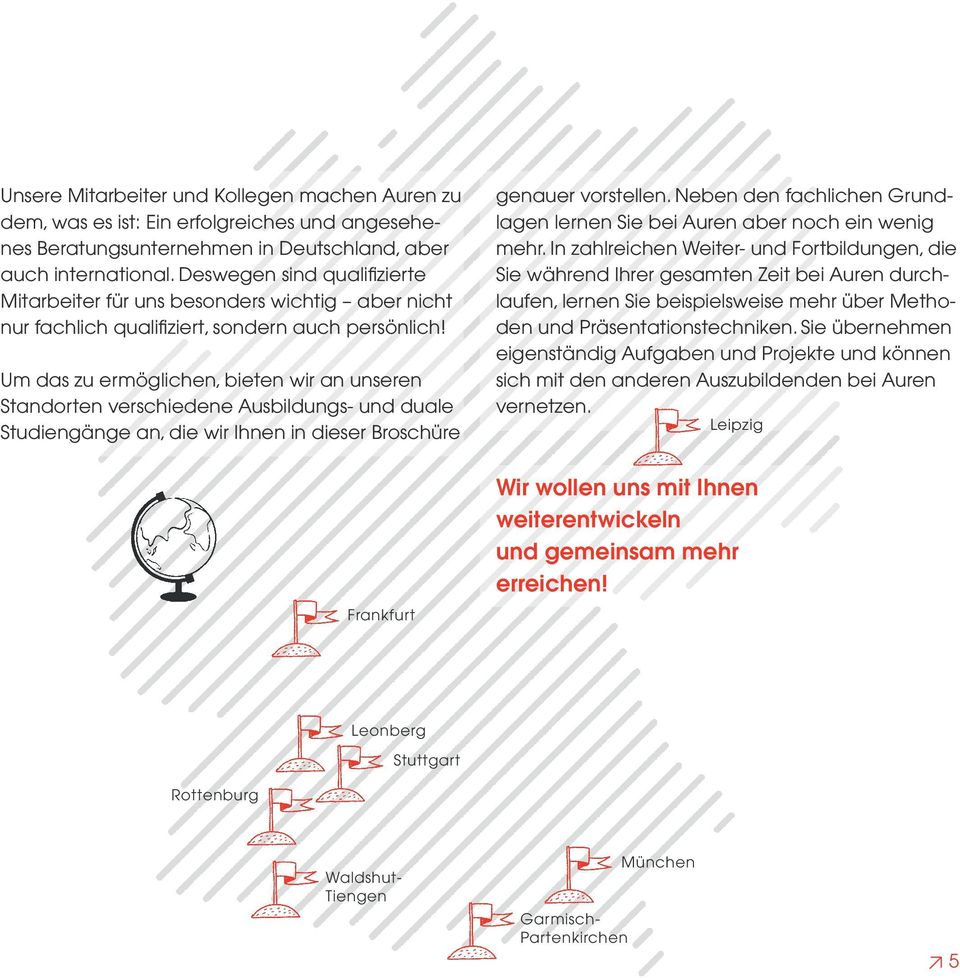 Um das zu ermöglichen, bieten wir an unseren Standorten verschiedene Ausbildungs- und duale Studiengänge an, die wir Ihnen in dieser Broschüre Frankfurt genauer vorstellen.