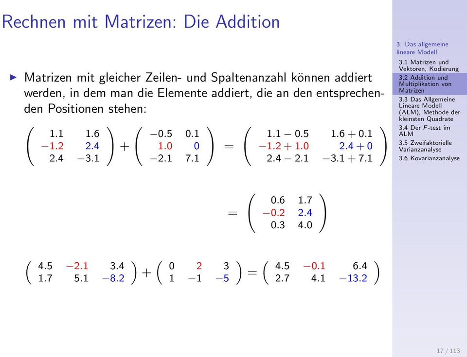 ( 05 01 10 0 21 71 ) = ( 11 05 16 + 01 12 + 10 24 + 0 24 21 31 + 71 ) 31 und (), Methode der =