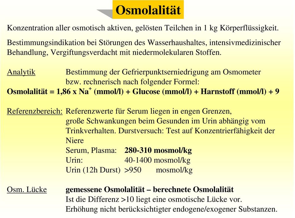 Analytik Bestimmung der Gefrierpunktserniedrigung am Osmometer bzw.