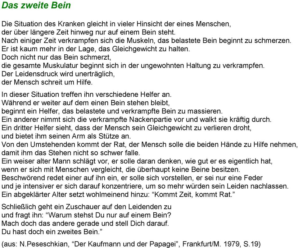 Doch nicht nur das Bein schmerzt, die gesamte Muskulatur beginnt sich in der ungewohnten Haltung zu verkrampfen. Der Leidensdruck wird unerträglich, der Mensch schreit um Hilfe.