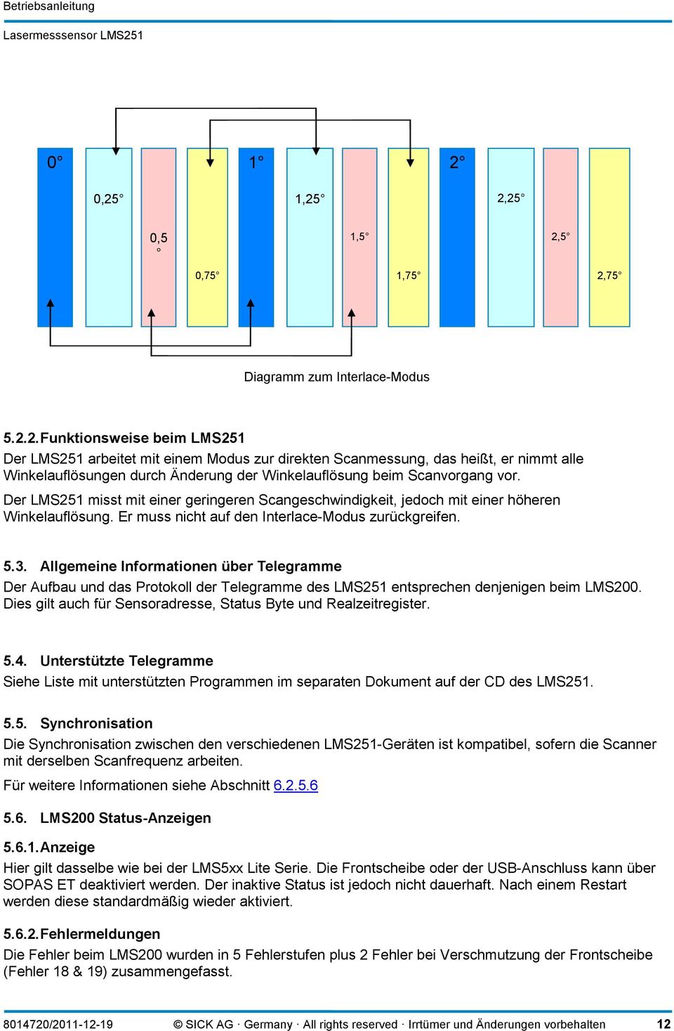 Allgemeine Informationen über Telegramme Der Aufbau und das Protokoll der Telegramme des LMS251 entsprechen denjenigen beim LMS200. Dies gilt auch für Sensoradresse, Status Byte und Realzeitregister.