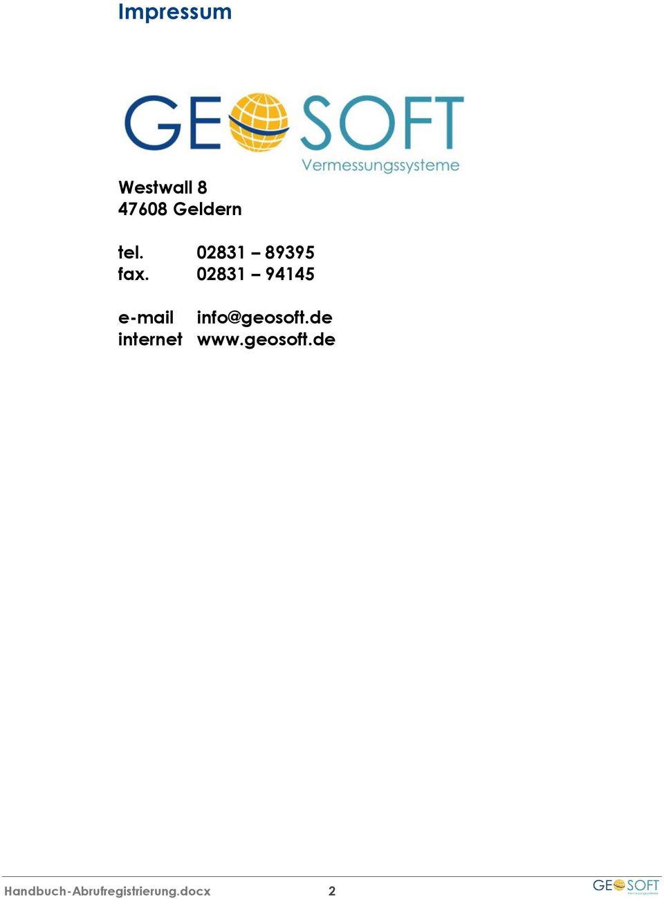 02831 94145 e-mail info@geosoft.