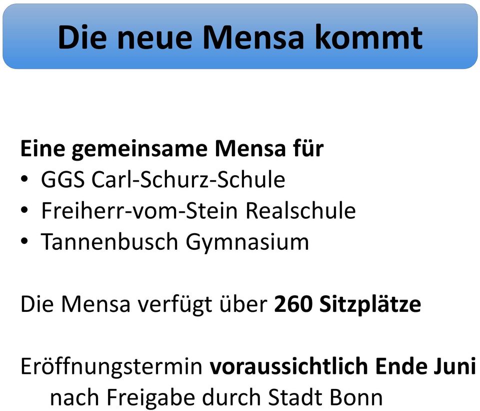 Tannenbusch Gymnasium Die Mensa verfügt über 260