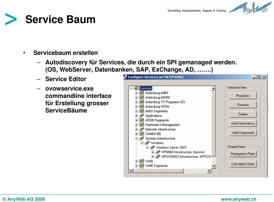 (OS, WebServer, Datenbanken, SAP, ExChange, AD,.