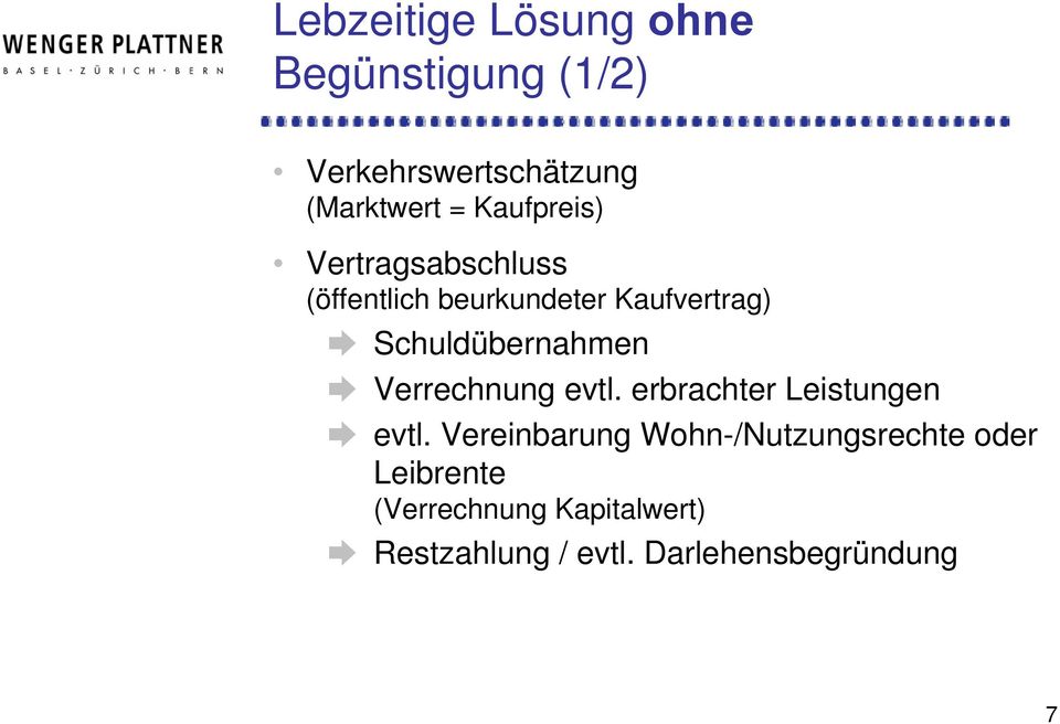 Schuldübernahmen Verrechnung evtl. erbrachter Leistungen evtl.