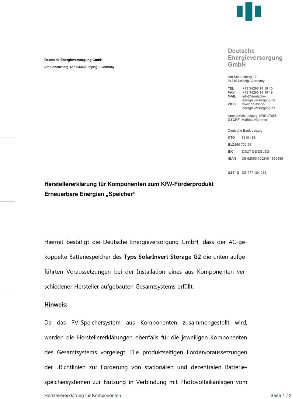 de WEB www.deutscheenergieversorgung.