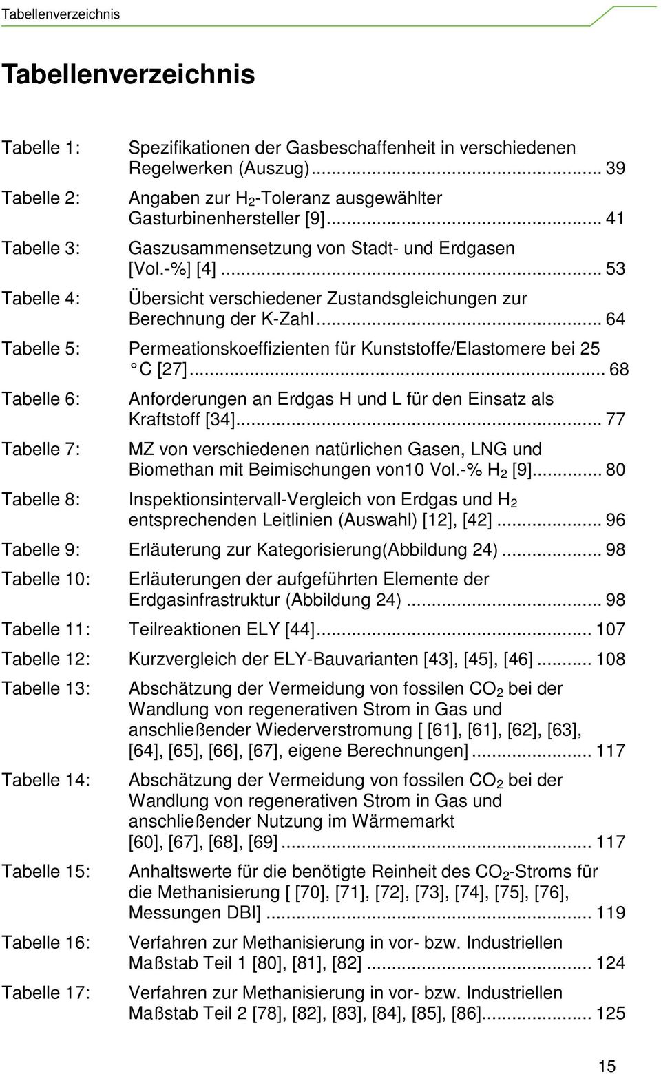 .. 53 Übersicht verschiedener Zustandsgleichungen zur Berechnung der K-Zahl... 64 Tabelle 5: Permeationskoeffizienten für Kunststoffe/Elastomere bei 25 C [27].