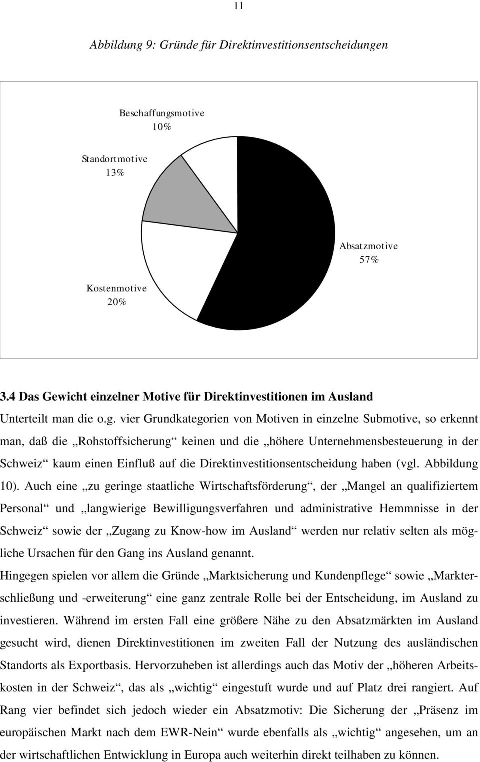 vier Grundkategorien von Motiven in einzelne Submotive, so erkennt man, daß die Rohstoffsicherung keinen und die höhere Unternehmensbesteuerung in der Schweiz kaum einen Einfluß auf die