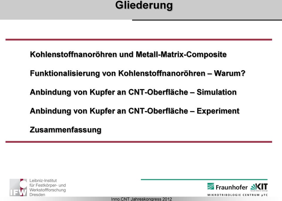 Kohlenstoffnanoröhren Warum?