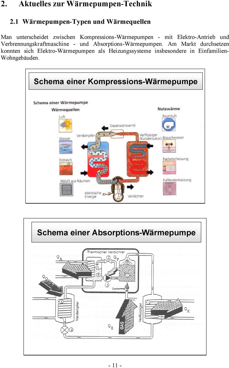 Verbrennungskraftmaschine - und Absorptions-Wärmepumpen.
