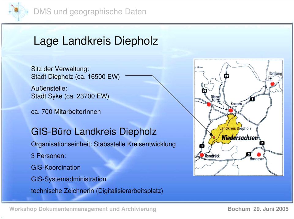 700 MitarbeiterInnen GIS-Büro Landkreis Diepholz Organisationseinheit: