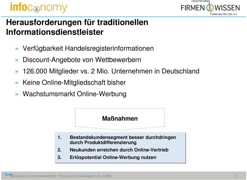 Unternehmen in Deutschland» Keine Online-Mitgliedschaft bisher» Wachstumsmarkt Online-Werbung Maßnahmen 1.