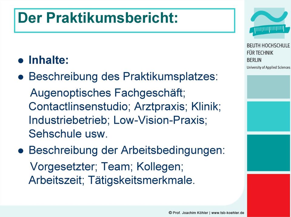 Industriebetrieb; Low-Vision-Praxis; Sehschule usw.