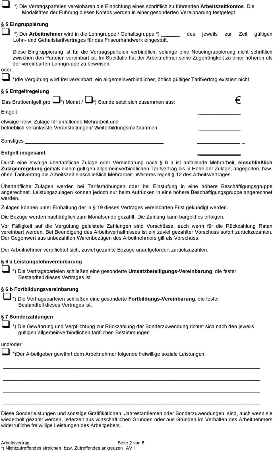 Arbeitsvertrag Fur Beschaftigte Im Friseurhandwerk Pdf Kostenfreier Download
