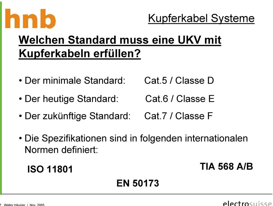 6 / Classe E Der zukünftige Standard: Cat.