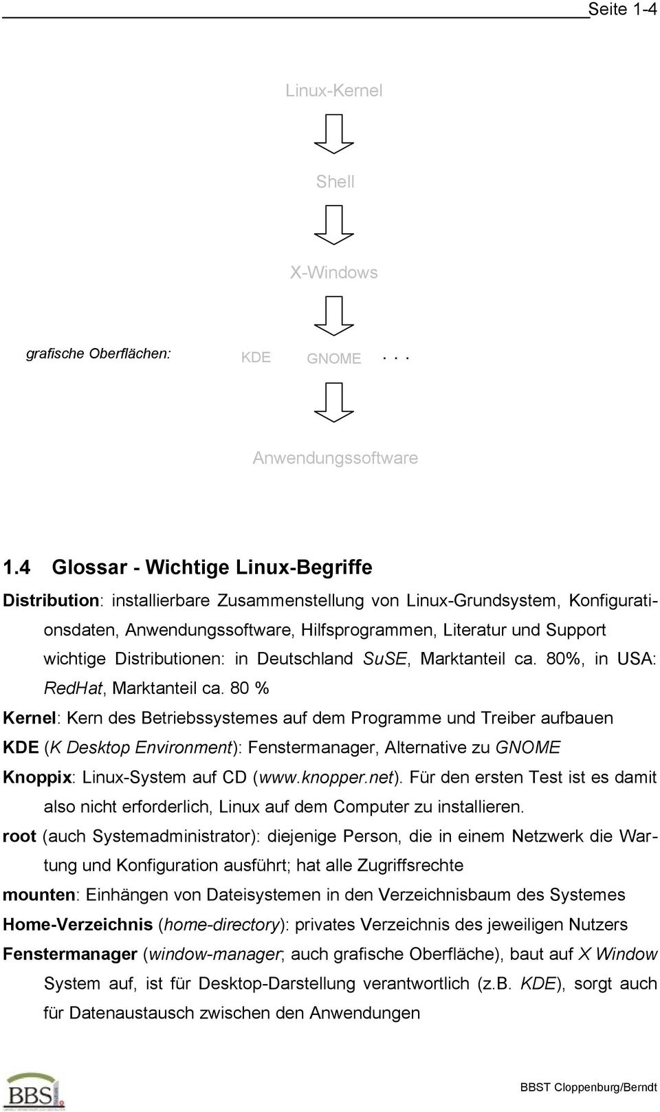 Distributionen: in Deutschland SuSE, Marktanteil ca. 80%, in USA: RedHat, Marktanteil ca.